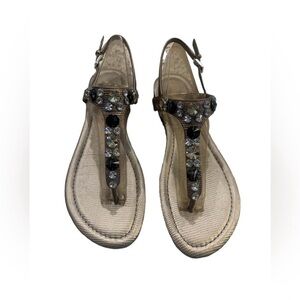 Arturo Chiang Metallic Beaded Sandals Size 9